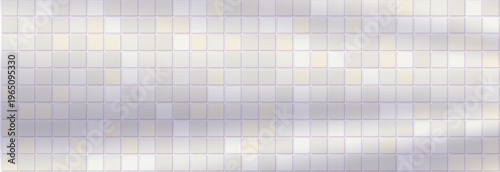 Small square tile pattern with subtle sparkle and light reflections. Bathroom tile backdrop for pool interiors and modern bathroom design.