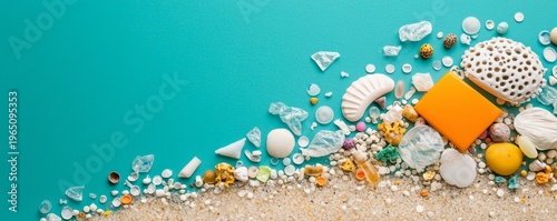 Pollution's Palette: Beachscape Revealing Environmental Impact of Microplastics Through Vibrant Colors