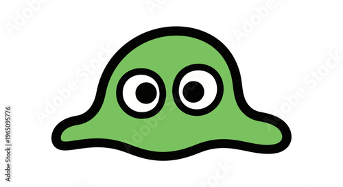 Green cartoon alien face with eyes.