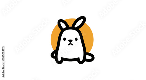 Cute cartoon white rabbit character.