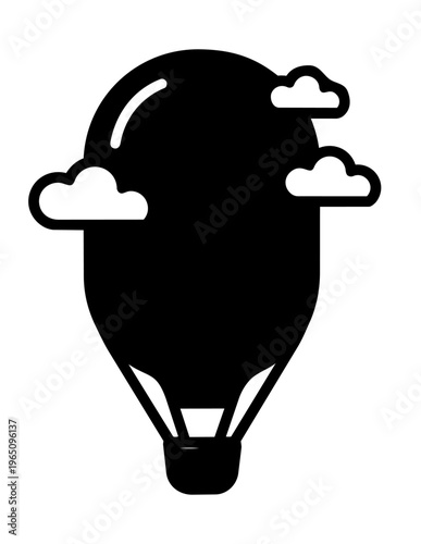 Hot air balloon icon silhouette.
