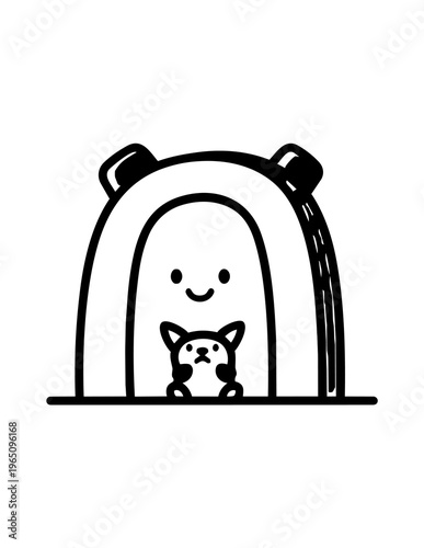 Cute Cat and Bear Cartoon Friends.