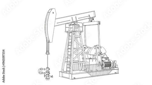 Oil Pumpjack Drawing for Industrial and Energy Sector Concepts