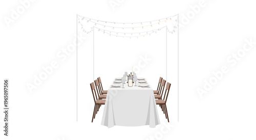 Elegant Table Setting with String Lights for Celebration or Event