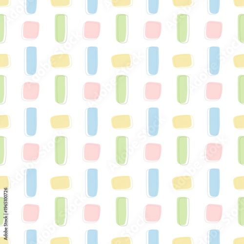 Seamless colorful checkerboard pattern with trendy geometric square motifs on vibrant pink background.