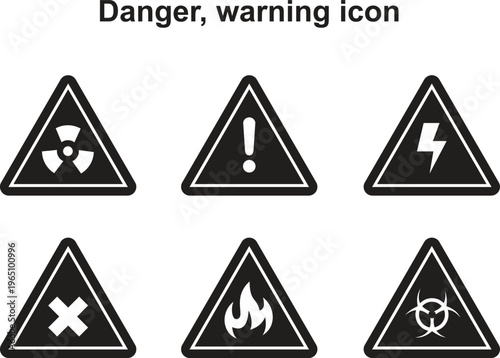 Warning and danger icons set