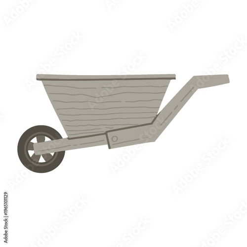 Valokuva Hand drawn rustic wooden wheelbarrow vector illustration for gardening
