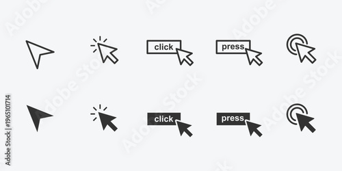 Cursor icons with various actions and file types