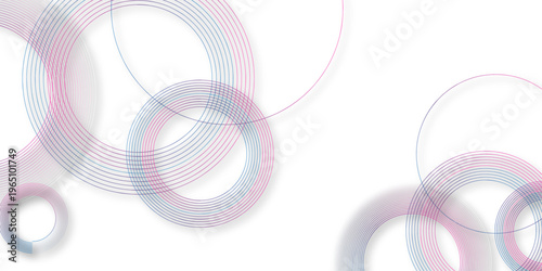 Abstract white background with blue gradient circle rings. Spiral sound rhythm line and blind dynamic abstract background, Vector illustration design for presentation, banner, cover, poster, ... 