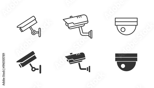 A collection of six different security camera icons and designs