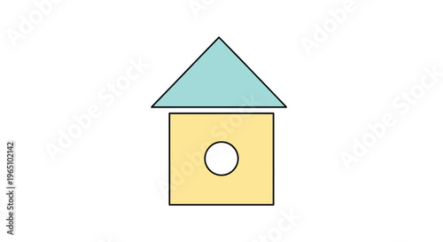 Simple Birdhouse With Yellow Base.