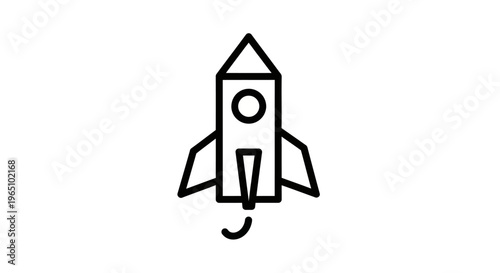 Rocket Ship Icon Launching Upwards Fast.