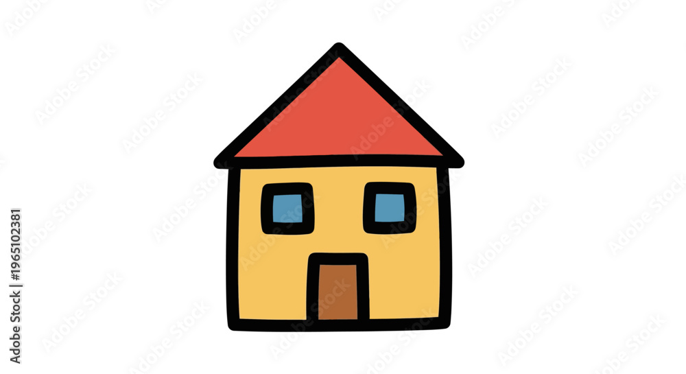 Fototapeta premium Simple Cartoon House Icon Illustration.