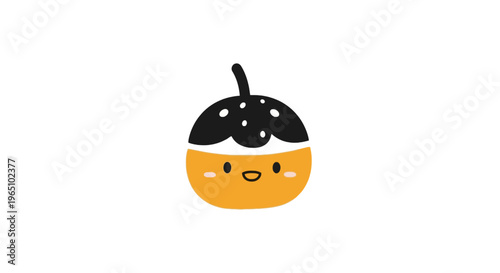 Smiling cartoon acorn character face.