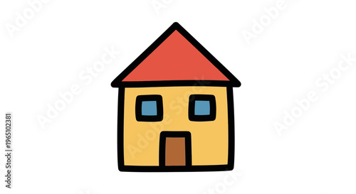 Simple Cartoon House Icon Illustration.