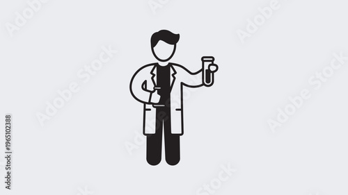 A professional scientist or doctor, depicted in a lab coat, holding two test tubes, symbolizing scientific research, laboratory work, and medical analysis in a healthcare or research setting.