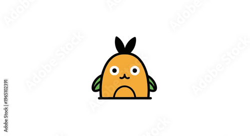 Sad cartoon orange fish face expression.