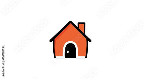 Simple Orange House Icon Illustration.