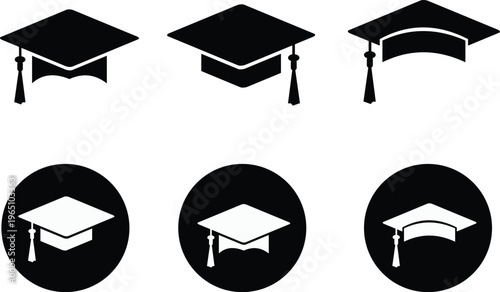Graduation cap icons and logos