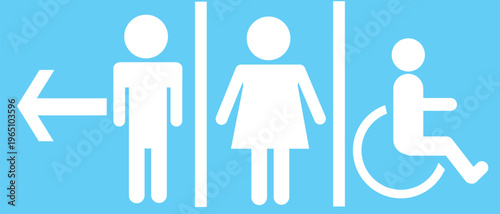 Restroom sign with male female and handicap symbols