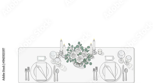 Elegant Wedding Table Setting with Candles and Floral Centerpiece