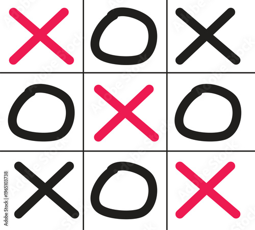 Tic tac toe game board with winning move