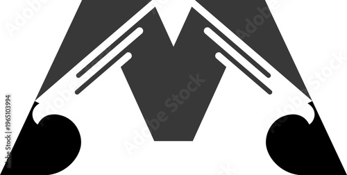 vector is monogram letter M and Hawk bird drove. Abstract, elegant, unique