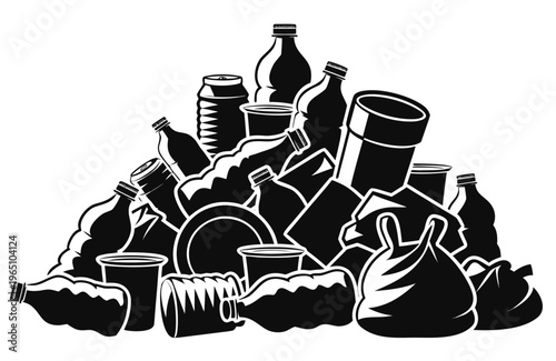 Environmental Garbage Landfill Silhouette Vector Graphic Isolated