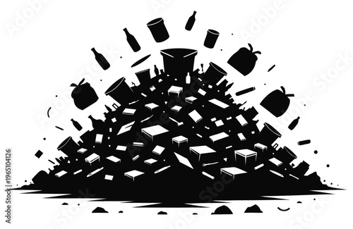 Environmental Garbage Landfill Silhouette Vector Graphic Isolated