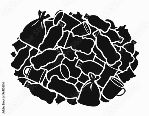 Landfill Garbage Pollution Silhouette Vector Illustration