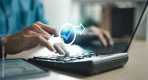 Fotografie User completing refund process on digital device, representing successful transaction reversal, payment confirmation and secure financial processing