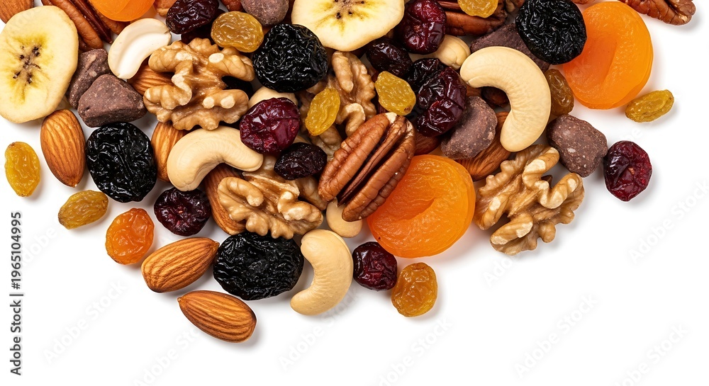 Obraz premium Assorted mixed nuts, seeds, and dried fruits for snacking and healthy eating