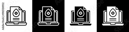 Laboratory results black and white icon design concept