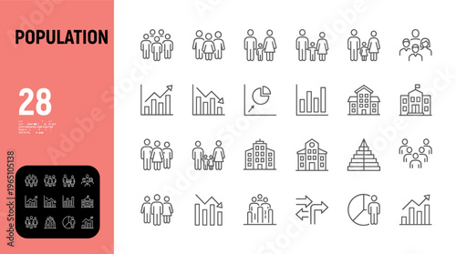 Population icons on white background for infographics and presentations