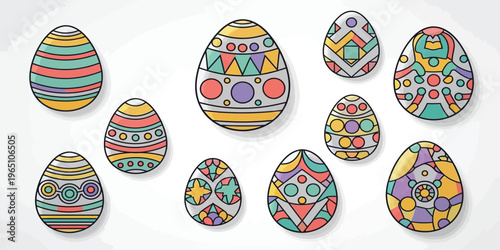 Vibrant easter eggs with diverse patterns and colors