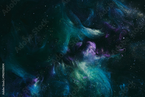 Luxurious abstract dark background. Explosive colors wallpaper, outer space pattern. Dynamic paint backdrop.