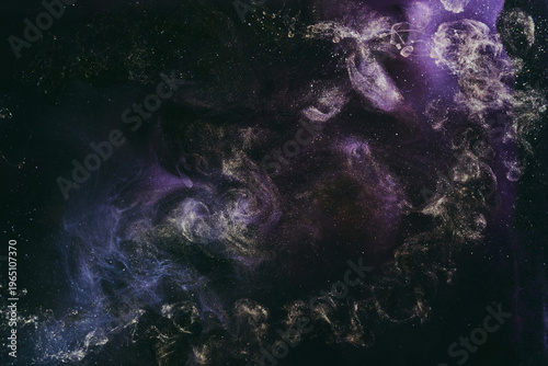 Luxurious abstract dark background. Explosive colors wallpaper, outer space pattern. Dynamic paint backdrop.