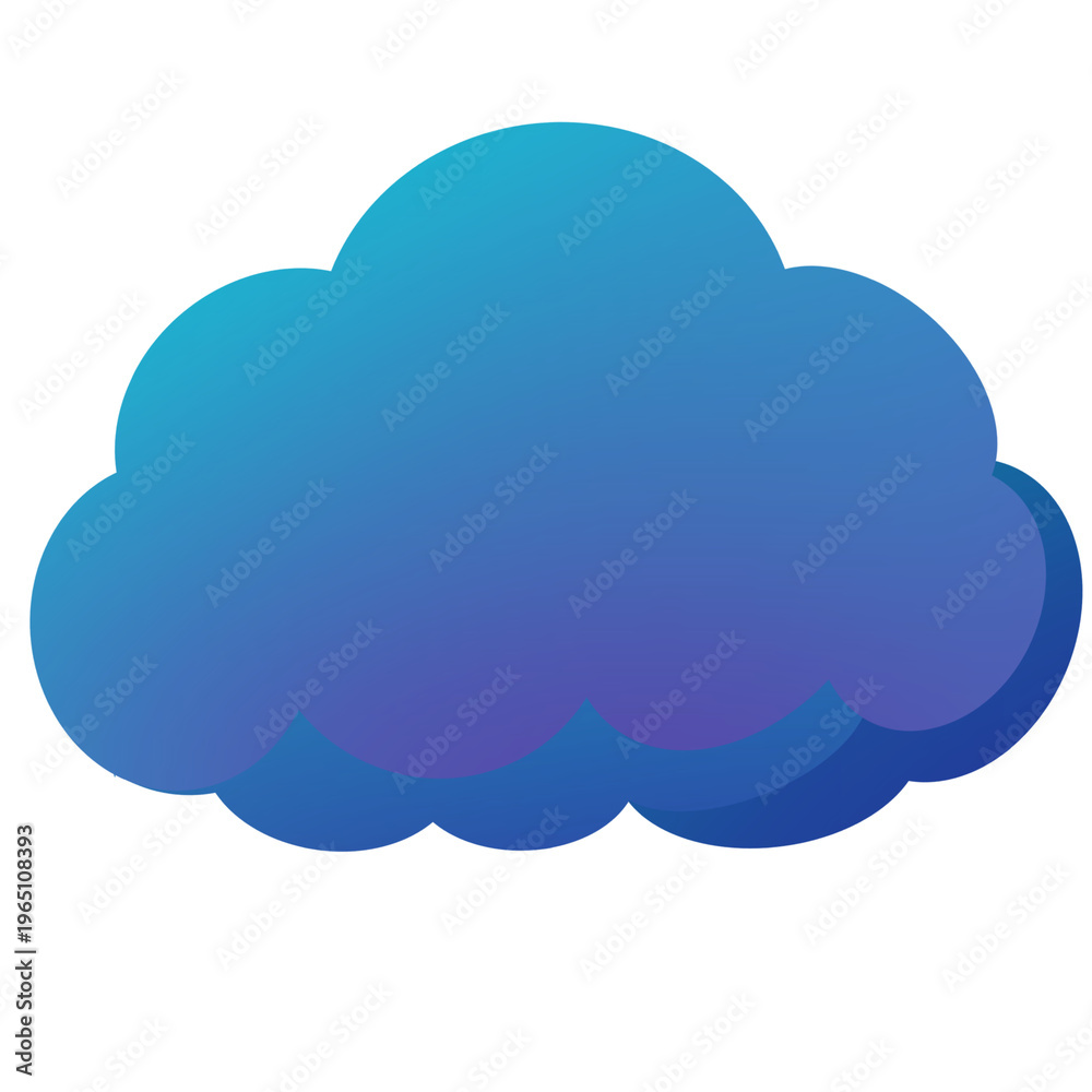 Obraz premium A stylized blue cloud illustration with jagged yellow and orange lightning bolts striking downward.