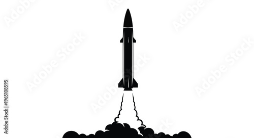 Rocket Launch Icon – Space Shuttle Takeoff Smoke Outline Vector