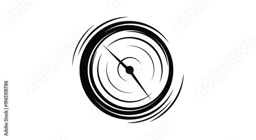 Compass Navigation Icon with Motion Swirl – Direction Finder Travel Symbol Vector