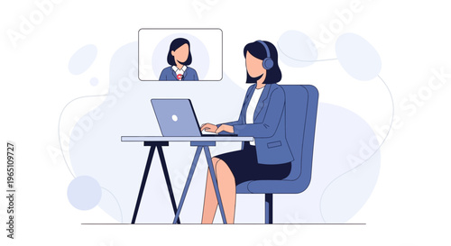Businesswoman in video call with colleague, working from home, online meeting, remote work