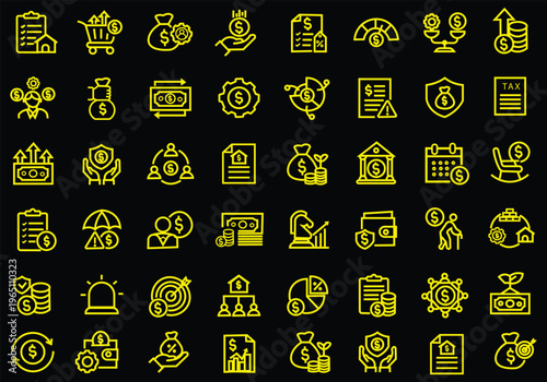 Financial crisis icon set. Editable line icons. Vector illustration.