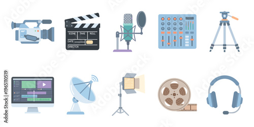 Film production equipment and audio recording tools are essential for creating high-quality media content, including cameras, microphones, and editing software.