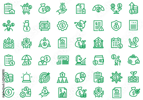 Financial crisis icon set. Editable line icons. Vector illustration.