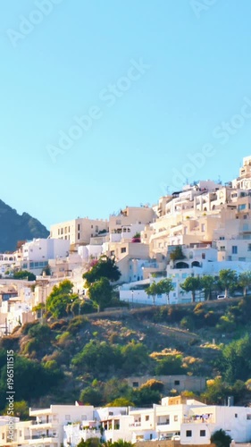 Vertical Scenic View of Mojacar White Village Hillside Architecture - Almeria, Andalusia