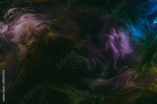 Luxurious abstract dark background. Explosive colors wallpaper, outer space pattern. Dynamic paint backdrop.