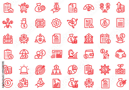 Financial crisis icon set. Editable line icons. Vector illustration.