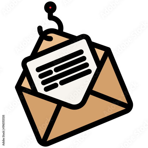 Phishing Outline Color Icon. Mini Illustration For Modern Concept, Ui, Ux Web And App Development. Related To Cyber Security, Data Protection.