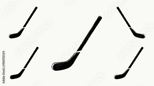 Set of hockey sticks vector illustration isolated on white background showing sports equipment collection