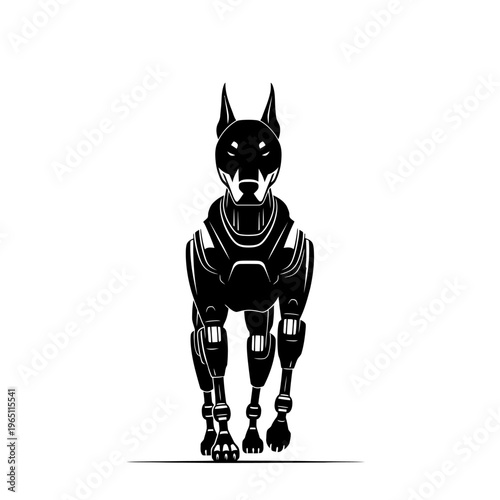 Modern Silhouette of a Futuristic Robot Dog Walking Forward Robotics Technology